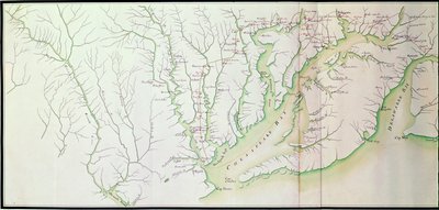 General map of the camps and march of the army in America on the orders of Rochambeau, detail of the left side, from Guerre de l